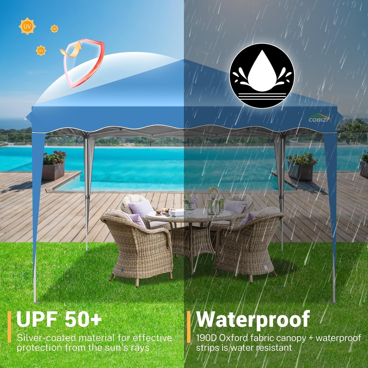image:imageCOBIZI Gazebo 10x10 Heavy Duty Gazebos with Improved Nettings Outdoor Gazebo Double Roof Patio Gazebos with Metal Steel Frame Outdoor Canopy for Patio Deck Backyard GrayBlack