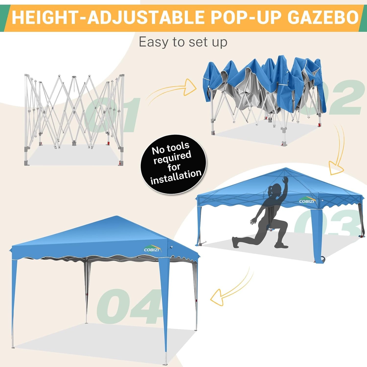 image:imageCOBIZI Gazebo 10x10 Heavy Duty Gazebos with Improved Nettings Outdoor Gazebo Double Roof Patio Gazebos with Metal Steel Frame Outdoor Canopy for Patio Deck Backyard GrayBlack