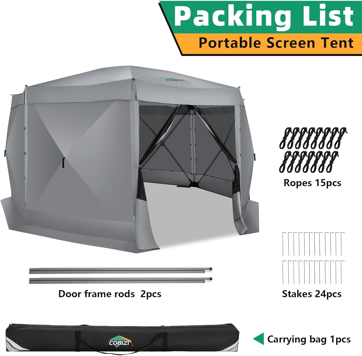 image:imageCOBIZI Gazebo 10x10 Heavy Duty Gazebos with Improved Nettings Outdoor Gazebo Double Roof Patio Gazebos with Metal Steel Frame Outdoor Canopy for Patio Deck Backyard GrayGray
