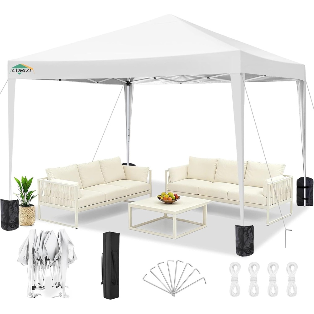 image:imageCOBIZI 10x20 FT Pop up Canopy Tent with Sidewalls Party Tents for Parties Carpas para Fiestas Easy Set Large Outdoor Popup Patio Gazebo for BackyardWeddingsVendorCommercial EventWhite UpgradeWHITE