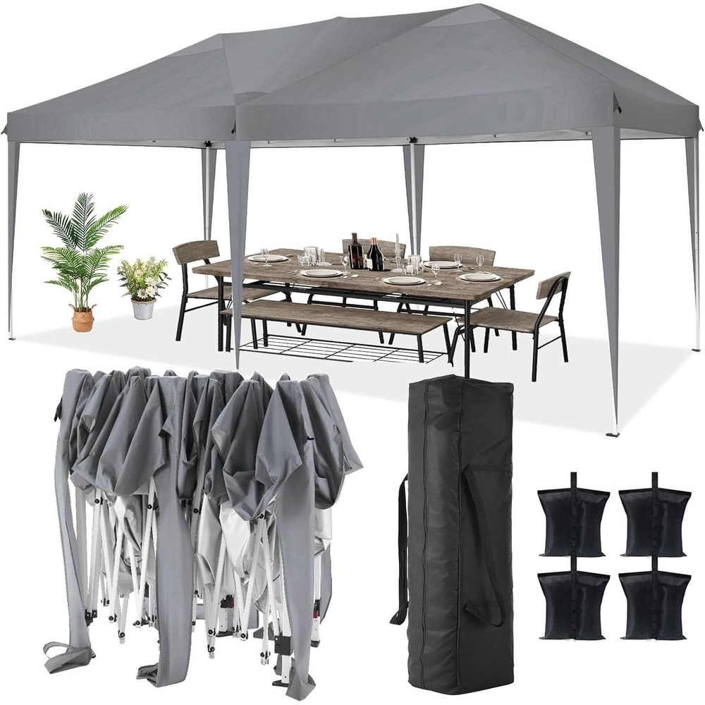 image:imageCOBIZI 10x20 FT Pop up Canopy Tent with Sidewalls Party Tents for Parties Carpas para Fiestas Easy Set Large Outdoor Popup Patio Gazebo for BackyardWeddingsVendorCommercial EventWhite UpgradeGray