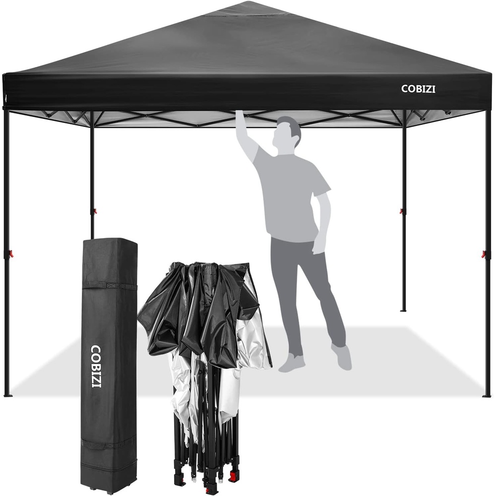 image:imageCOBIZI 16x16 Pop up Gazebo on Clearance Hexagonal Outdoor Canopy Tent with Mosquito Netting Adjustable Height and 256 Square ft of Shade for Party Backyard Gardens with Vented TopBrownDark Black