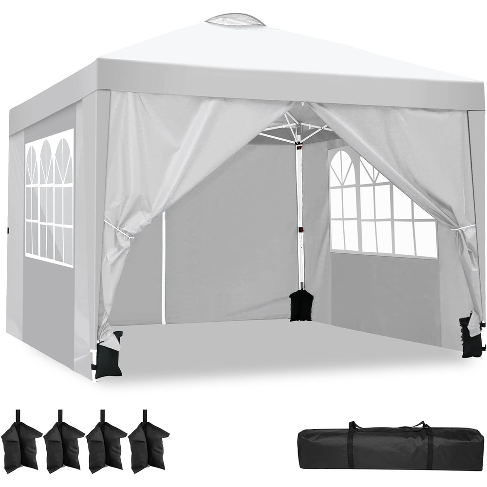 image:imageCOBIZI 20x30 Outdoor Party Tent Heavy Duty Waterproof Canopy Shelter with 8 Sidewalls amp 12 Church Windows White Powder Coating Builtin Sandbag Commercial Event Tents for Parties Wedding Patio BBQmetallic silver