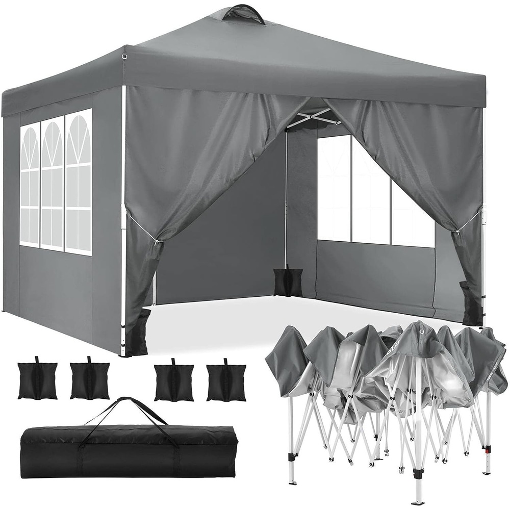 image:imageCOBIZI 20x30 Outdoor Party Tent Heavy Duty Waterproof Canopy Shelter with 8 Sidewalls amp 12 Church Windows White Powder Coating Builtin Sandbag Commercial Event Tents for Parties Wedding Patio BBQDark gray