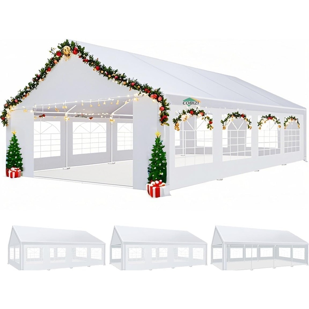 image:imageCOBIZI 20x30FT Party Tent Heavy Duty for Parties Outdoor Gazebo White Event Shelter Wedding Canopy BBQ Carport Commercial with Removable Sidewall Windows Powder Coating Better Than Galvanized