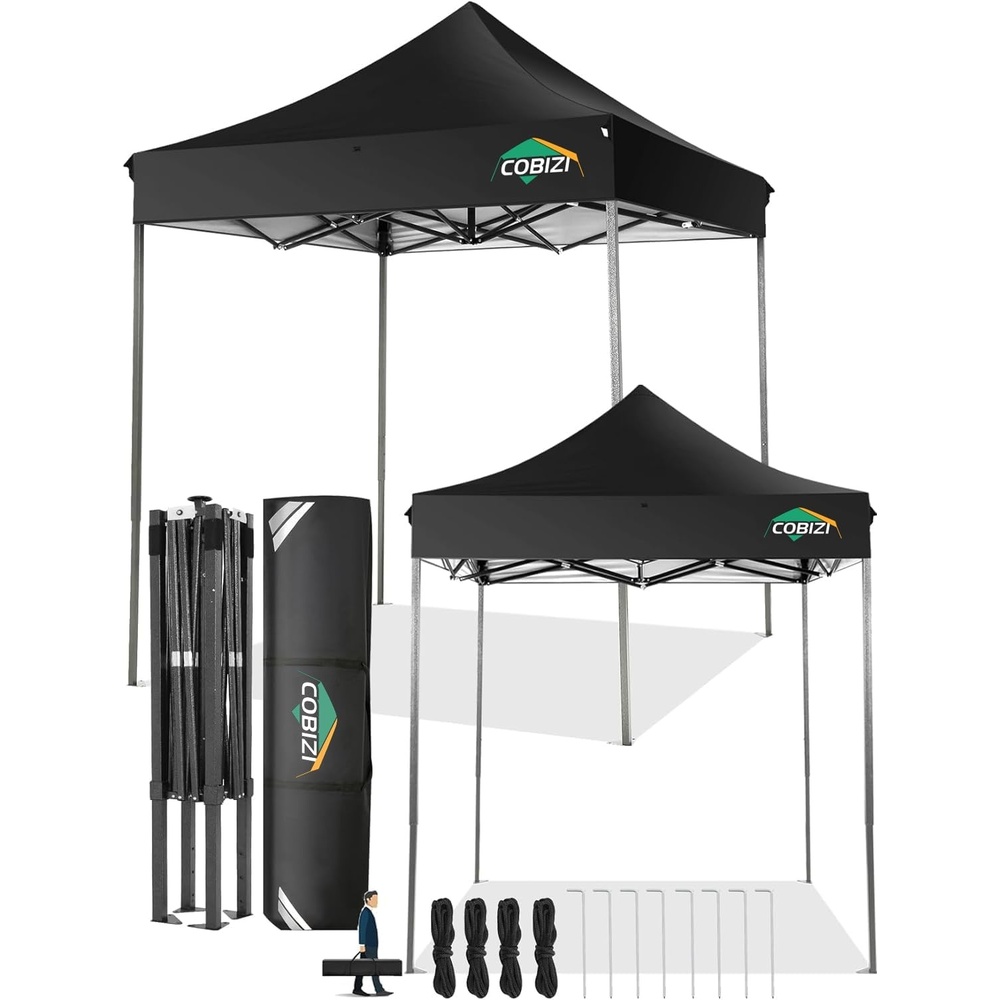 image:imageCOBIZI 66x66 Pop up Canopy Tent 66x66 Canopy No Sidewall Waterproof Heavy Duty Commercial for Parties Outdoor Garden Gazebo Tent Carry Bag with Wheel66x66ft No Sidewalls BlackBlack