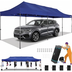 image:imageCOBIZI 10x20 Carport Heavy Duty Car Canopy Portable Garage Car Tent Garage Outdoor Shelter Upgrade Waterproof amp UV Protected with Windproof Ropes amp Builtin Sandbags for Cars Trucks and Boats GrayNavy Blue