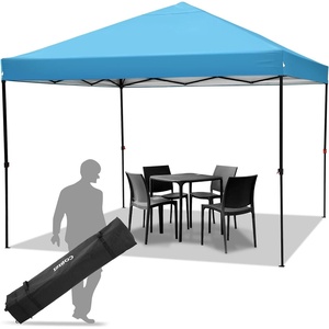 image:imageCOBIZI 16x16 Pop up Gazebo on Clearance Hexagonal Outdoor Canopy Tent with Mosquito Netting Adjustable Height and 256 Square ft of Shade for Party Backyard Gardens with Vented TopBrownBlue