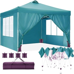 image:imageCOBIZI 16x16 Pop up Gazebo on Clearance Hexagonal Outdoor Canopy Tent with Mosquito Netting Adjustable Height and 256 Square ft of Shade for Party Backyard Gardens with Vented TopBrownDark blue