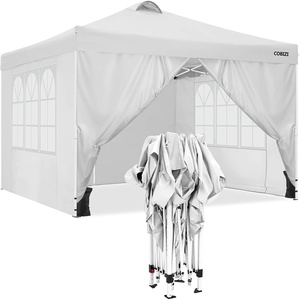 image:imageCOBIZI 16x16 Pop up Gazebo on Clearance Hexagonal Outdoor Canopy Tent with Mosquito Netting Adjustable Height and 256 Square ft of Shade for Party Backyard Gardens with Vented TopBrownclaret