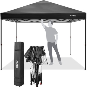 image:imageCOBIZI 16x16 Pop up Gazebo on Clearance Hexagonal Outdoor Canopy Tent with Mosquito Netting Adjustable Height and 256 Square ft of Shade for Party Backyard Gardens with Vented TopBrownDark Black