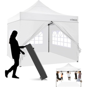 image:imageCOBIZI 16x16 Pop up Gazebo on Clearance Hexagonal Outdoor Canopy Tent with Mosquito Netting Adjustable Height and 256 Square ft of Shade for Party Backyard Gardens with Vented TopBrownWhite