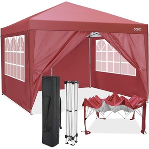 image:imageCOBIZI 16x16 Pop up Gazebo on Clearance Hexagonal Outdoor Canopy Tent with Mosquito Netting Adjustable Height and 256 Square ft of Shade for Party Backyard Gardens with Vented TopBrownred