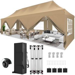 image:imageCOBIZI 16x16 Pop up Gazebo on Clearance Hexagonal Outdoor Canopy Tent with Mosquito Netting Adjustable Height and 256 Square ft of Shade for Party Backyard Gardens with Vented TopBrownKhaki1 year warranty