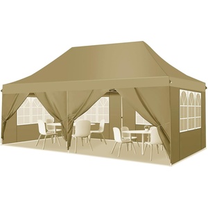 image:imageCOBIZI 20x30 Outdoor Party Tent Heavy Duty Waterproof Canopy Shelter with 8 Sidewalls amp 12 Church Windows White Powder Coating Builtin Sandbag Commercial Event Tents for Parties Wedding Patio BBQBeige