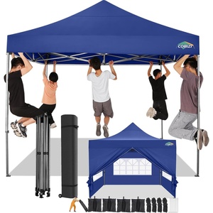 image:imageCOBIZI 66x66 Pop up Canopy Tent 66x66 Canopy No Sidewall Waterproof Heavy Duty Commercial for Parties Outdoor Garden Gazebo Tent Carry Bag with Wheel66x66ft No Sidewalls BlackDark Blue