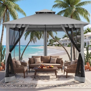 image:imageCOBIZI Gazebo 10x10 Heavy Duty Gazebos with Improved Nettings Outdoor Gazebo Double Roof Patio Gazebos with Metal Steel Frame Outdoor Canopy for Patio Deck Backyard GrayGrayUPF50
