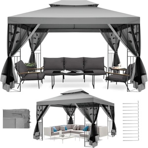 image:imageCOBIZI Gazebo 10x10 Heavy Duty Gazebos with Improved Nettings Outdoor Gazebo Double Roof Patio Gazebos with Metal Steel Frame Outdoor Canopy for Patio Deck Backyard GrayGray