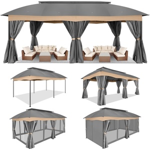 image:imageCOBIZI Gazebo 10x10 Heavy Duty Gazebos with Improved Nettings Outdoor Gazebo Double Roof Patio Gazebos with Metal Steel Frame Outdoor Canopy for Patio Deck Backyard GrayGreyUPF50